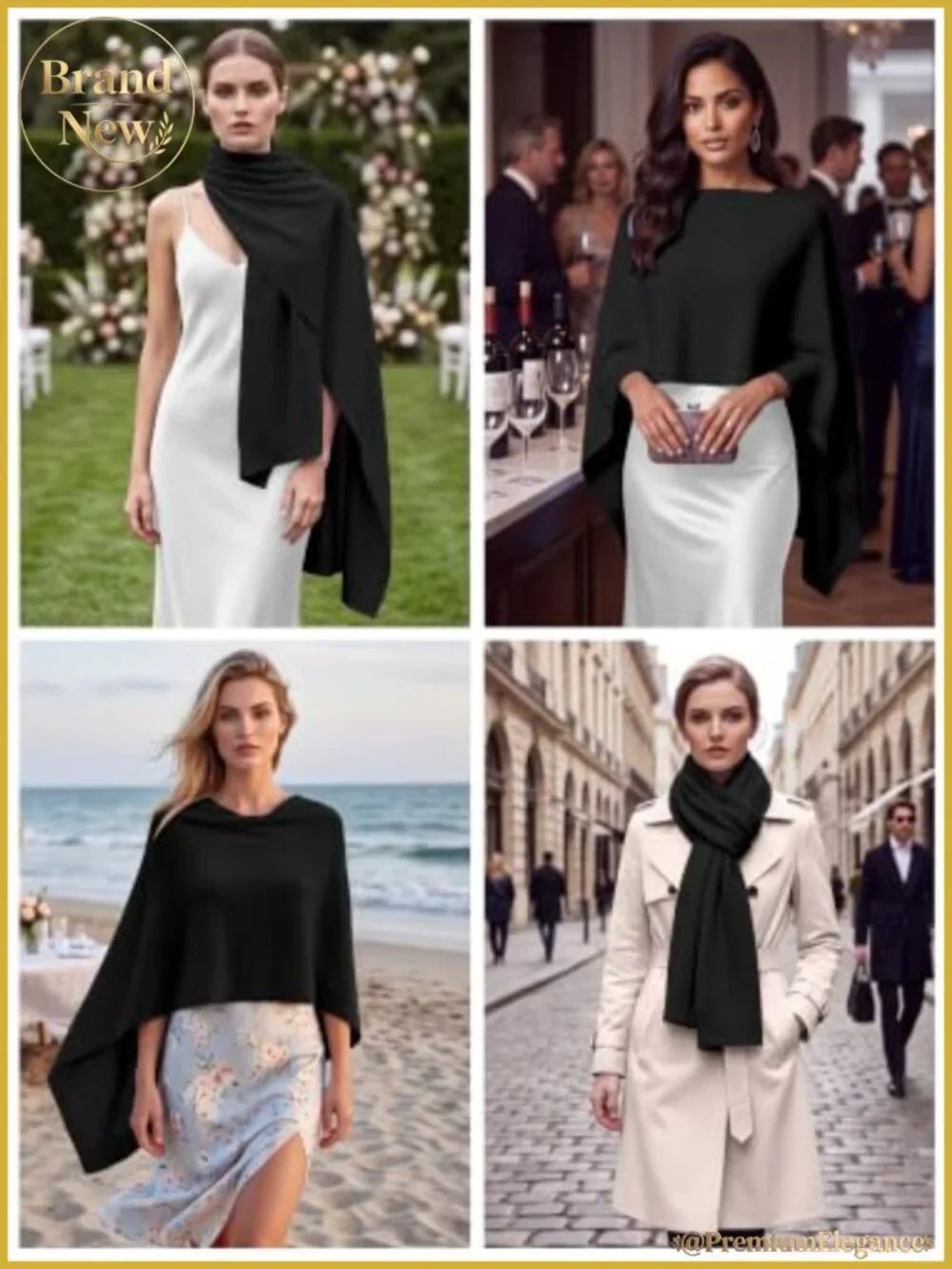 Womens Knit Pashmina Shawl Wrap Evening Dress Cover Up Wedding Cape